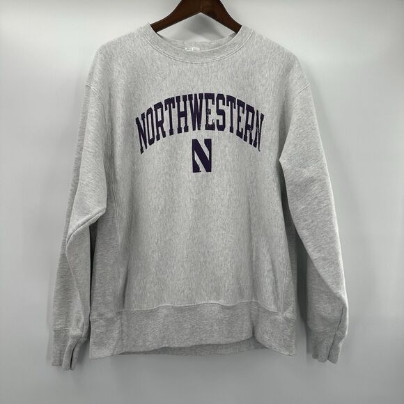 Vintage Champion Reverse Weave Northwestern Sweatshirt Mens Large 80s Warmup USA